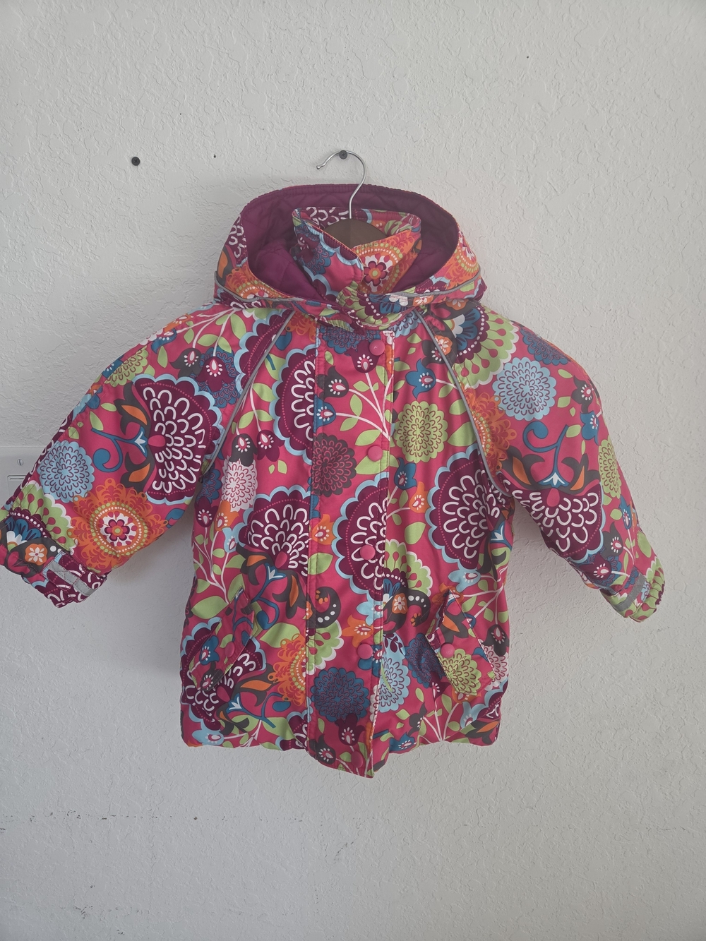 Hanna Andersson Bright Floral Hooded Winter Parka Jacket Size 90 / 3T